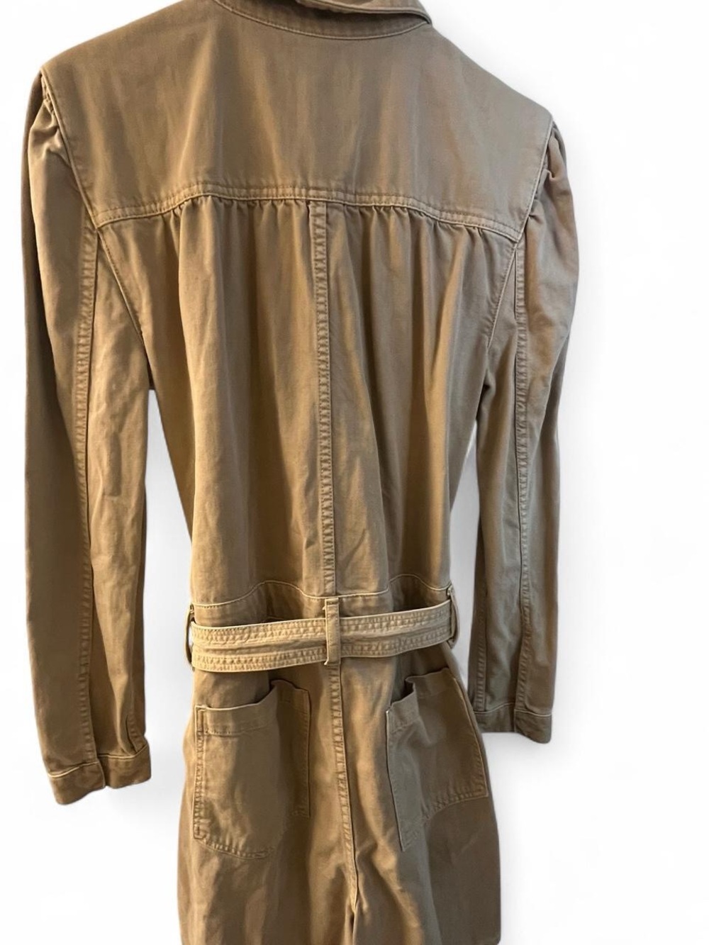 Utility Tie-Waist Romper in Khaki - Picture 5 of 6